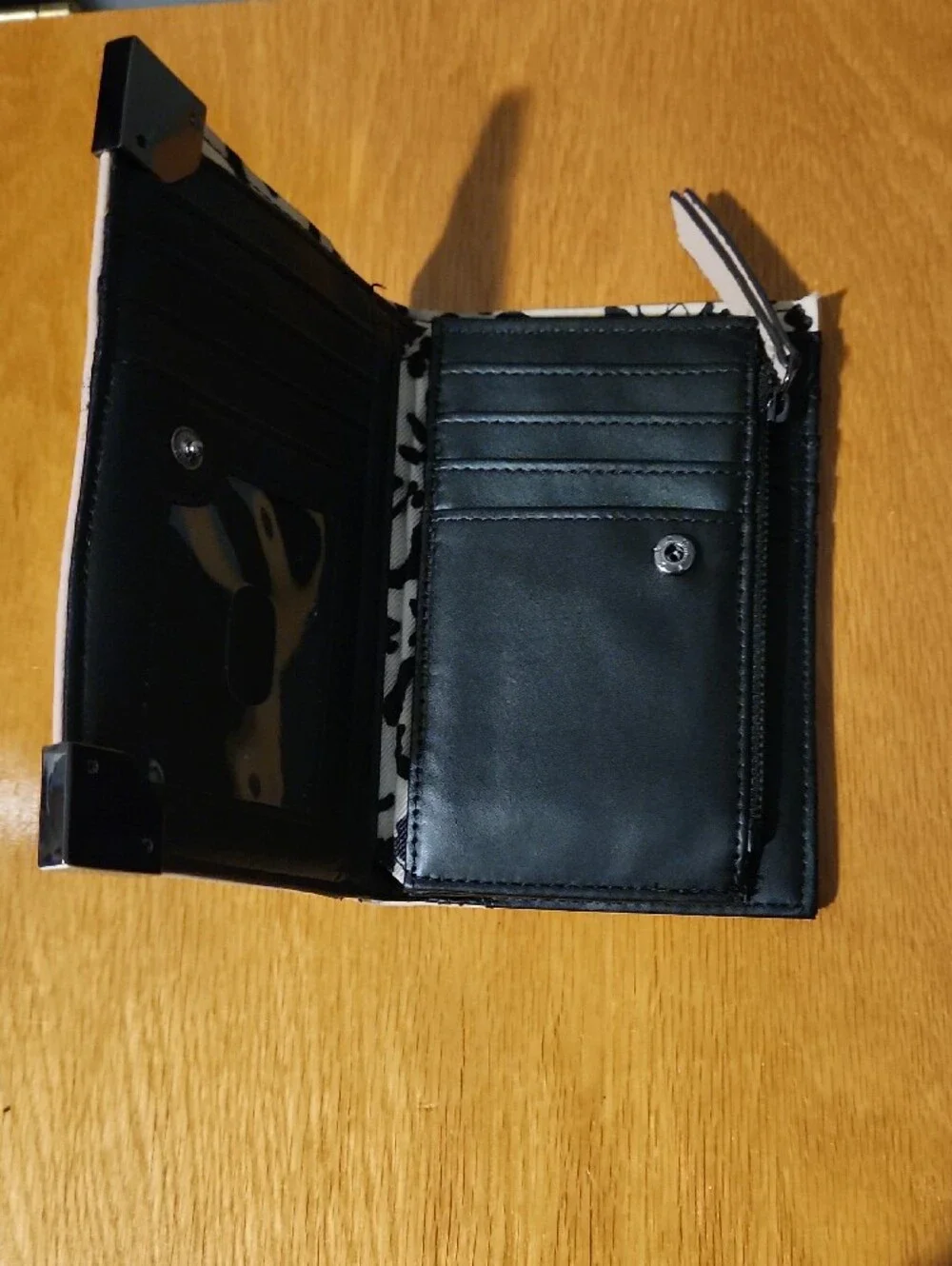 Jessica Simpson Pale Pink Leather Zip-Around Wallet with Black Accents